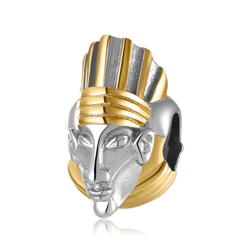 

Other LYNACCS 100% 925 Sterling Silver African Indigenous Masks Charm Gold-plated Beads For Bracelet Women DIY Fine Jewelry Making