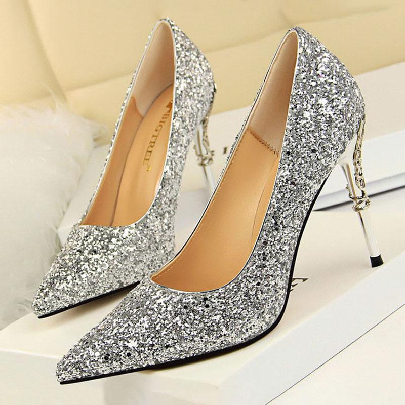 

Dress Shoes Sequin Woman Pumps Sexy Wedding Stiletto High Heels Women 9.5 Cm Party Female 2021, Multicolor