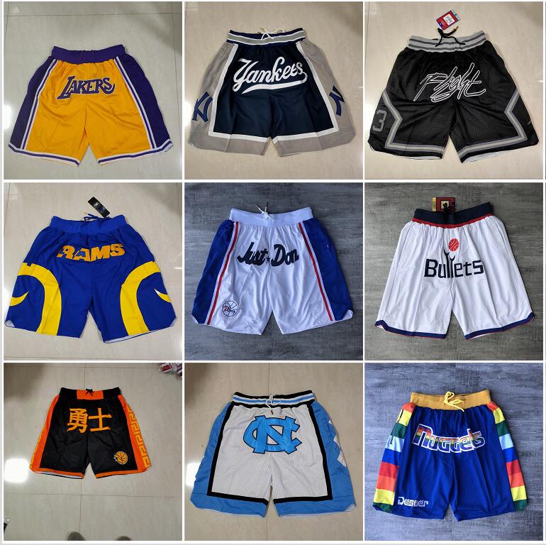 

Team Basketball Short Men's Sport Shorts Hip Pop Pant With Pocket Zipper Sweatpants Blue White Black Purple Mens Stitched Short Pants