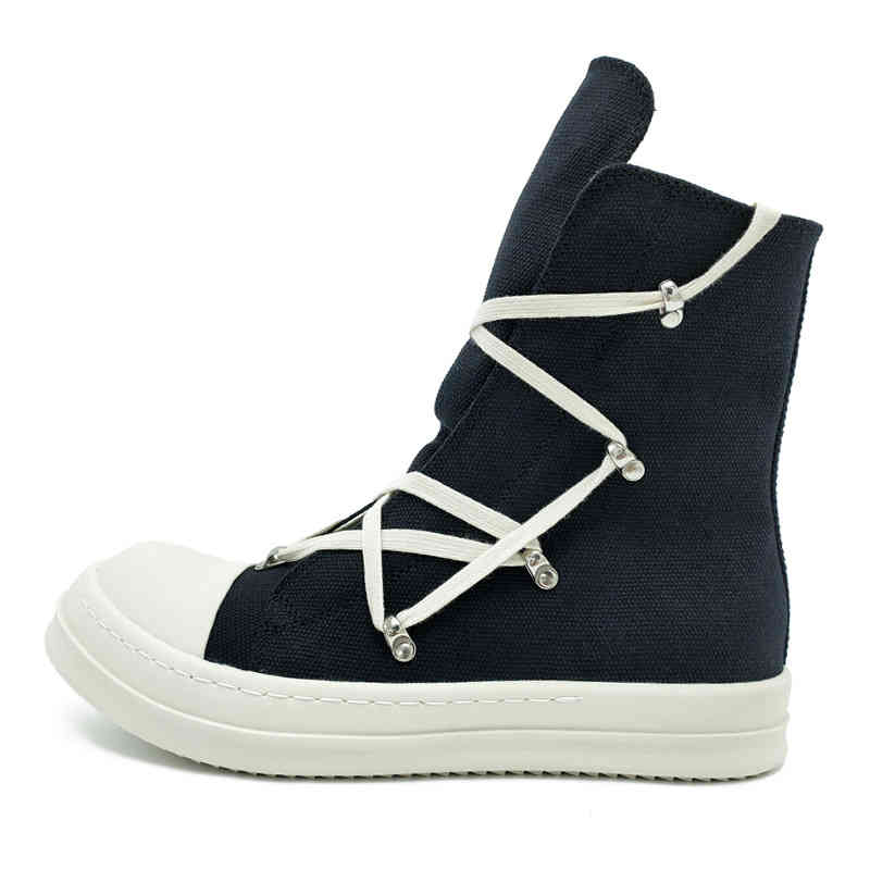 

Boots Ro high top five pointed star upgraded mesh rivet canvas casual board shoes thick soled short white with dark zipper, 1# shoe box