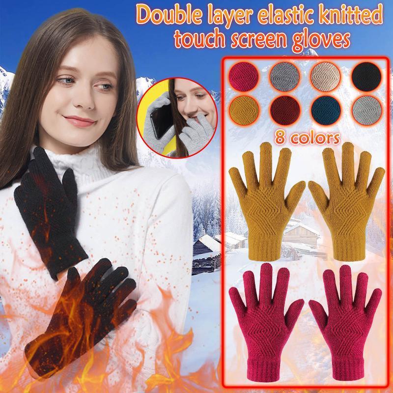 

Five Fingers Gloves Touchscreen Wool Knitted Men And Women Winter Coldproof Keep Warm Hand Wear 2021 Solid Color Gifts Drop