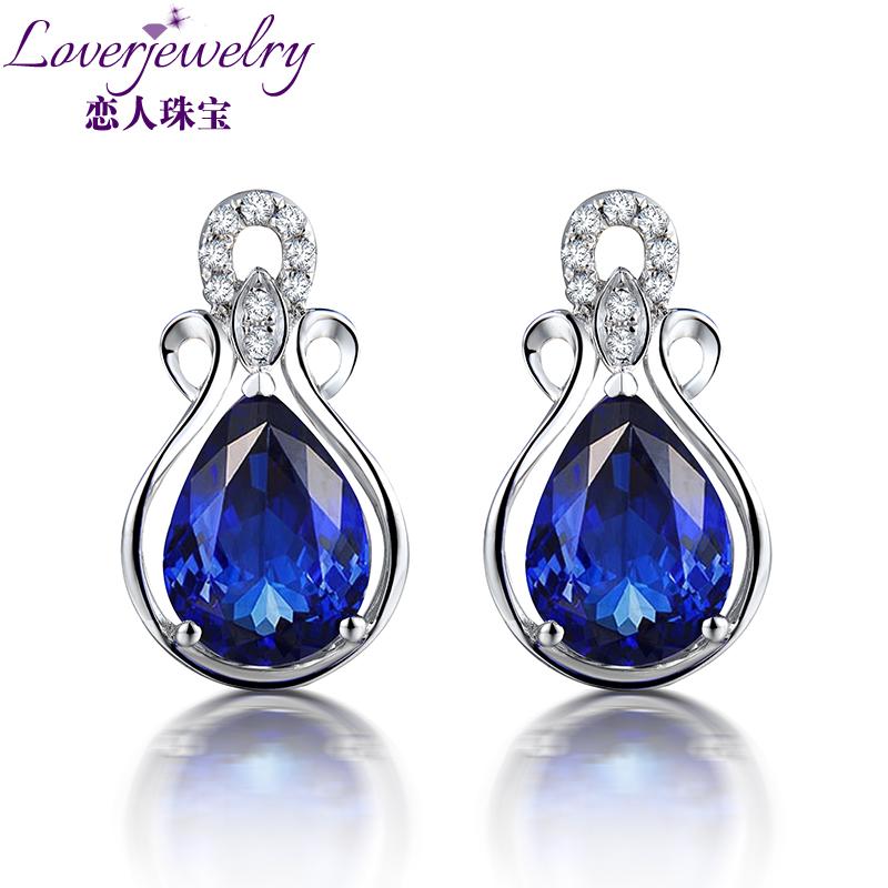 

Dangle & Chandelier LOVERJEWELRY Tanzanite Earrings Pure 18K White Gold Accented Diamonds Natural Blue Pear Drop For Women