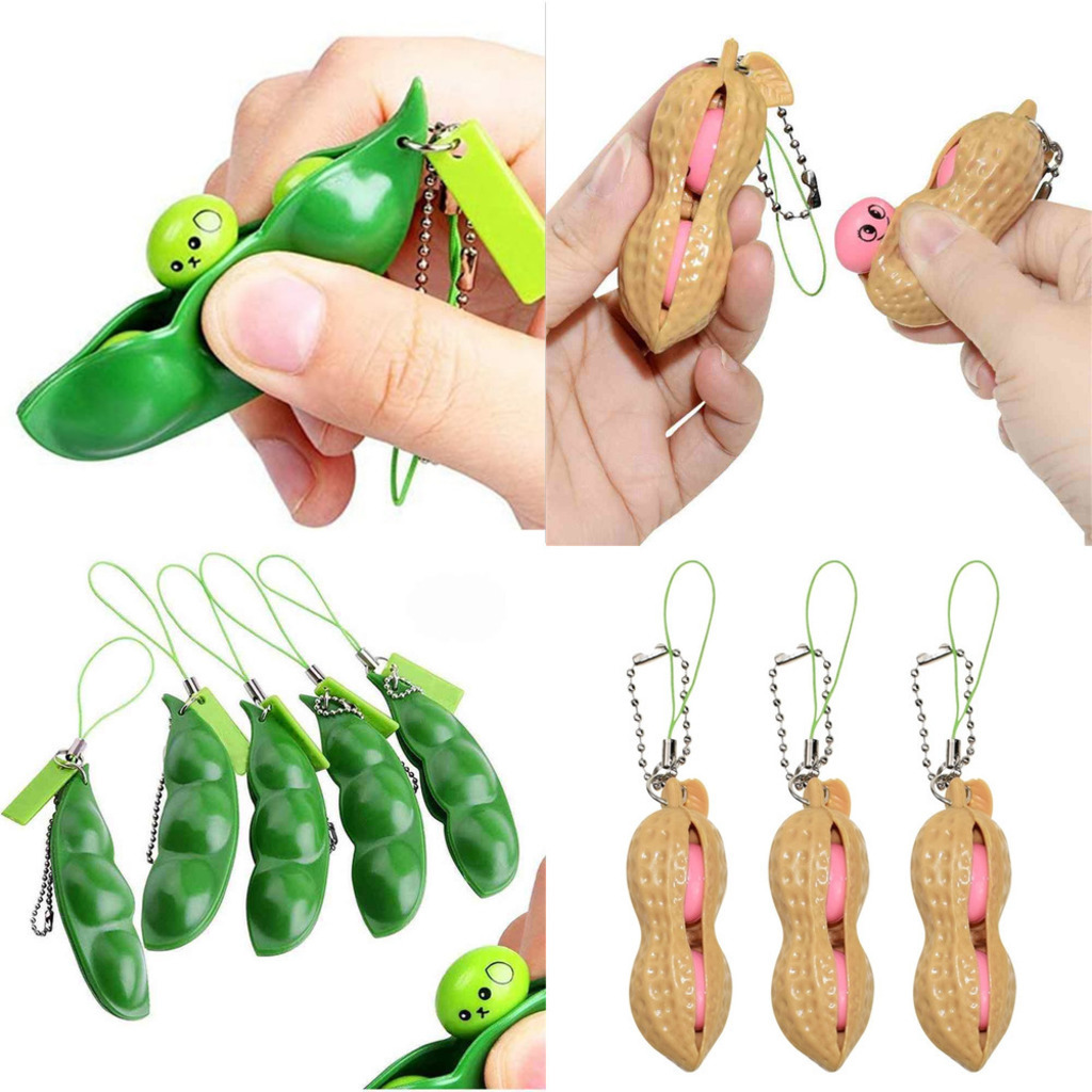 

key chain unlimited peanut anti stress relief balls toys Squeeze peas Fidget decompression toy pea pod funny Keychain Stress Relief sale H33HZ7S