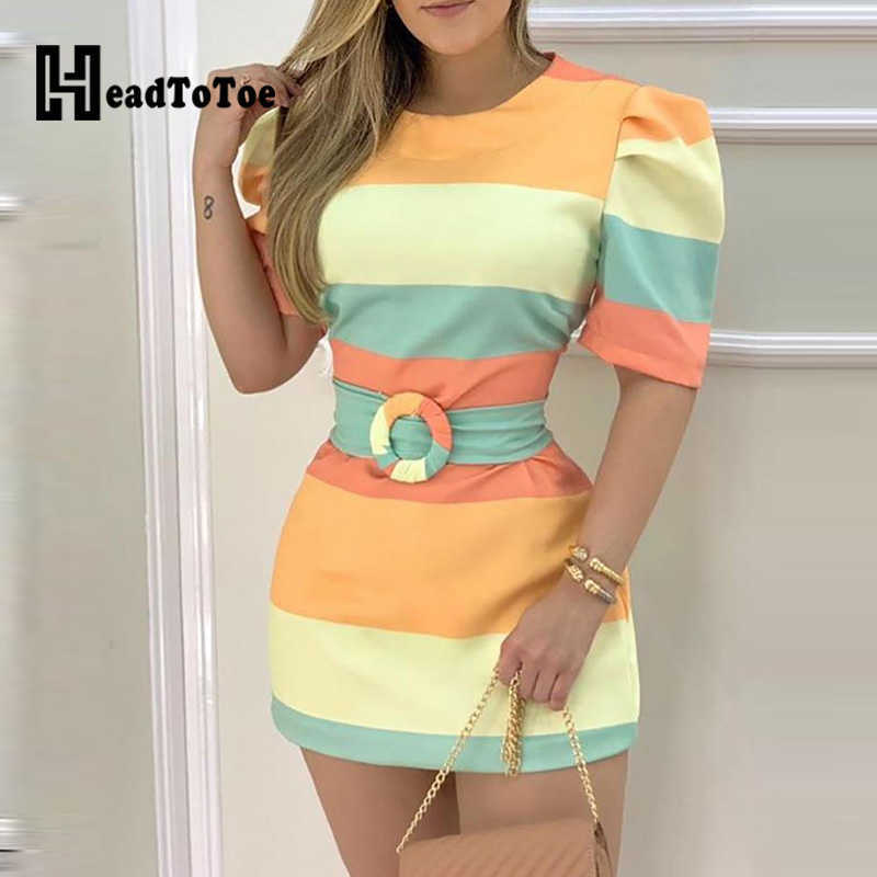 

Half Sleeve Colorblock Bodycon Dress Y0603, Multi