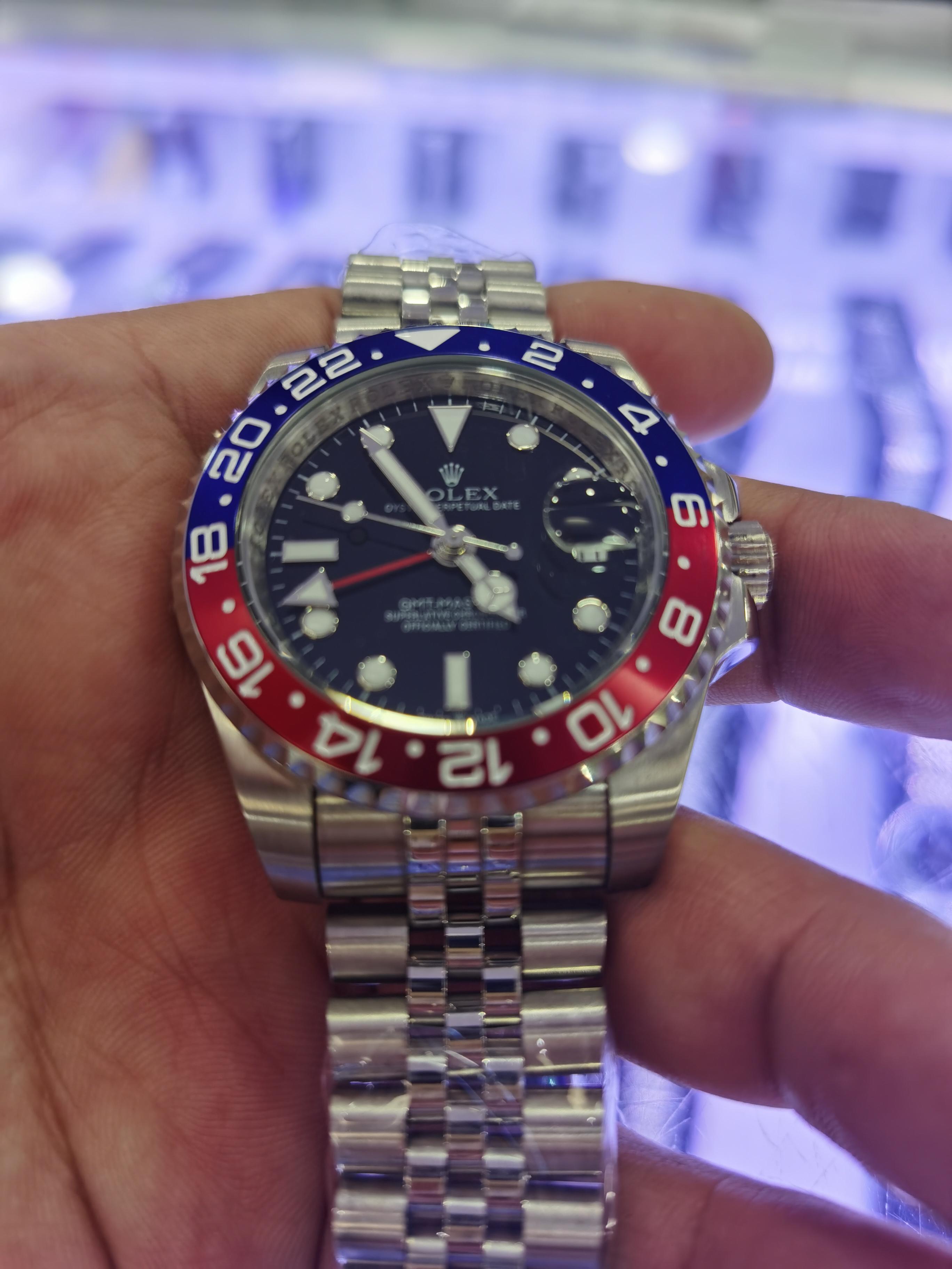 

With Original Box Top Quality Men's Watches Basel World 126710 126710BLRO Red and Blue Bicolor Cerachrom Pottery Bezel GMT Men AutomMen, Slivery;brown