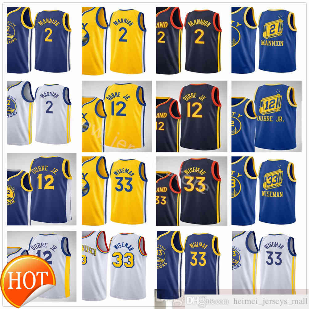 

Printed 2021 City Basketball 33 James Wiseman Jerseys Blue White Yellow 2 Nico Mannion 12 Kelly Oubre Jr. Jerseys
