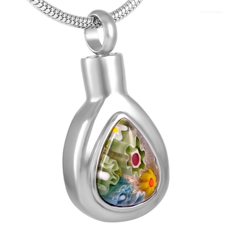 

Chains IJD8037 Stainless Steel Cremation Colorful Glass Oval Memorial Pendant Necklace For Ashes Urn Keepsake Jewelry1