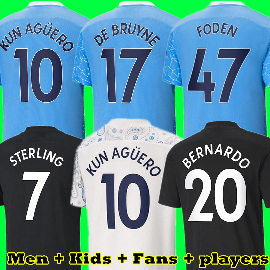 

Thai Fans player version 2020 2021 STERLING DE BRUYNE KUN AGUERO man 20 21 soccer jersey city football shirt tops men and kids kit sets cami, Black;yellow