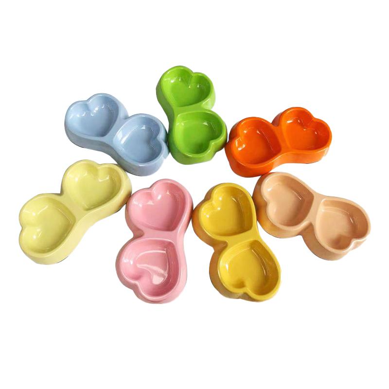 

Cat Bowls & Feeders Petting Double Bowl Wear-Resistant Drop Proof Easy To Clean Four Seasons Pet Supplies Suitable For Cats Puppies Comedero