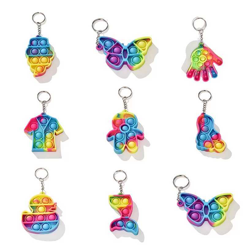 

Camouflage Sensory Bubbles Decompression Toys Keychain Finger Popping Simple Dimples Fidget Push Games Stress Autism Relief Pendant