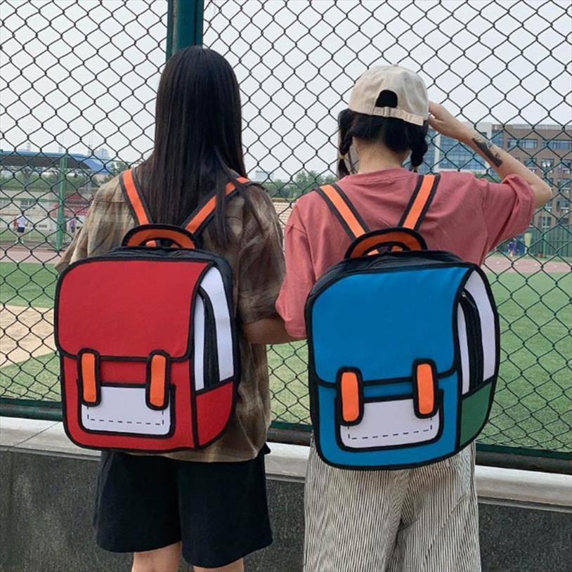 

creative women 2d drawing backpack cartoon school bag teenager girls daypack lx9f