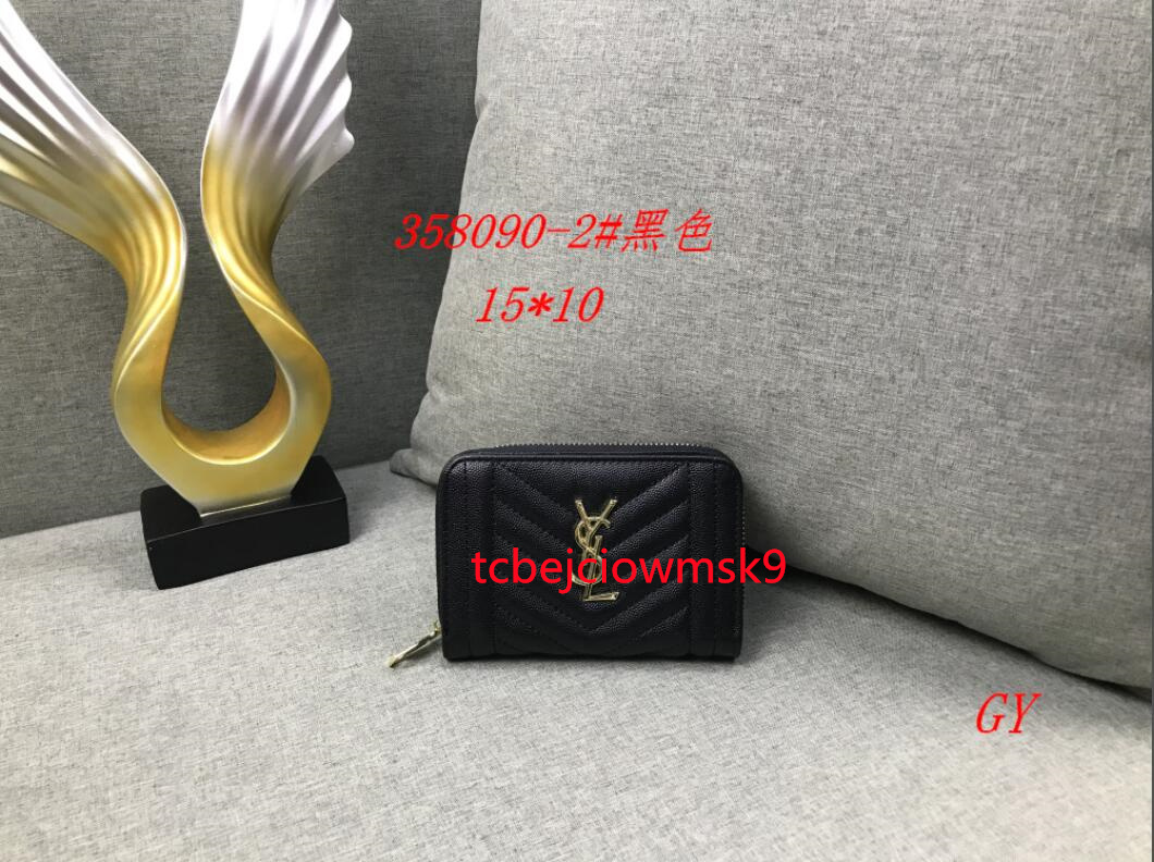 

56 yslsell women high quality leather wallet purse Clutch Coin Purse Business card holder Credit card package Key case Bank card package, Black;brown