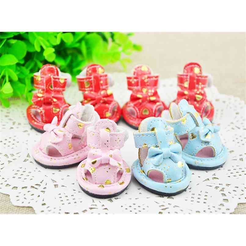 

1 set= 4pcs Pet Shoes Dog Products sandals In Purple/Orange/Blue dog shoes 210908