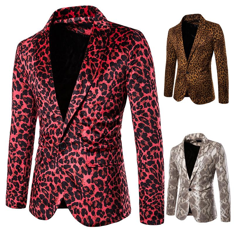 

Men' Suits & Blazers Autumn 2021 Men Suit Young Printed Leopard Snake Show