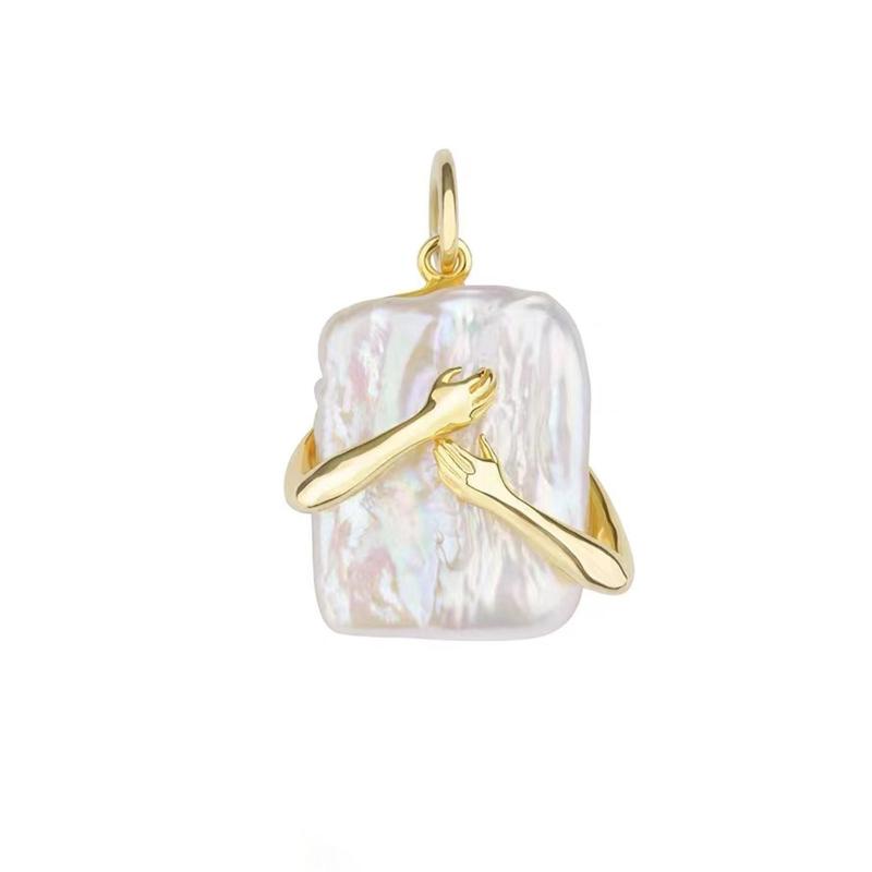 

Wedding Rings Necklace Baroque With Pearls Delicate Pendant Square And Necklaces & Pendants, Slivery;golden