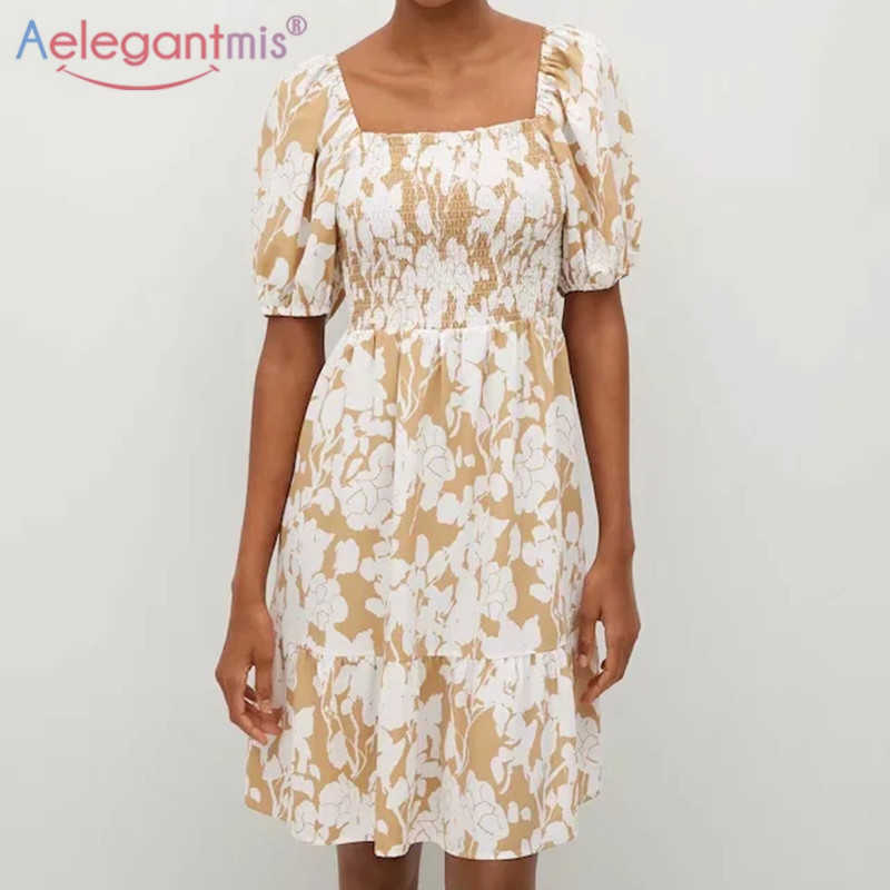 

Aelegantmis Fashion Mini Dress Women Casual Folds Loose Dresses A Line Korean Puff Sleeve Female Summer Vestidos De Mujer 210607, As shown