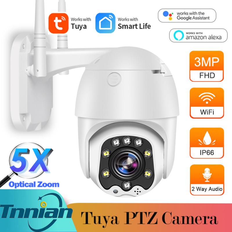 

Cameras 3MP Tuya WiFi IP Camera Outdoor 1080P CCTV PTZ Dome Home Security Surveillance 5X Optical Zoom Color Night Vision