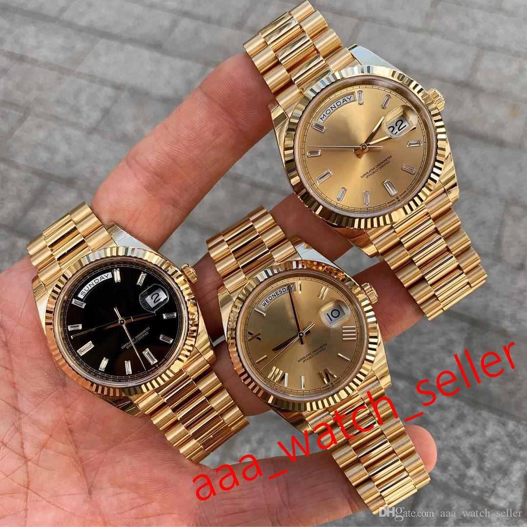 

7 styles mens automatic watches master 40mm Day-date 228238 228239 228235 all gold president bracelet fluted bezel luxury mens watches UtC, Slivery;brown