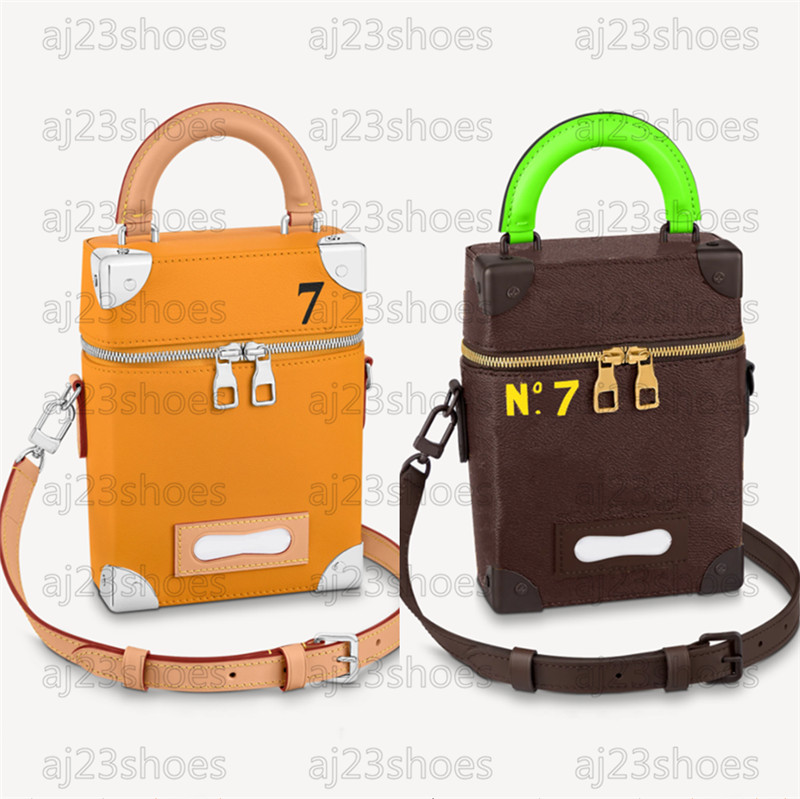 

Vertical Box Trunk Shoulder Bags Classic Monograms canvas N°7 neon green handle Double zipped 2022ss Cross Body Bag N7 Mens Vintage Fashionable Small Totes M59664, 01