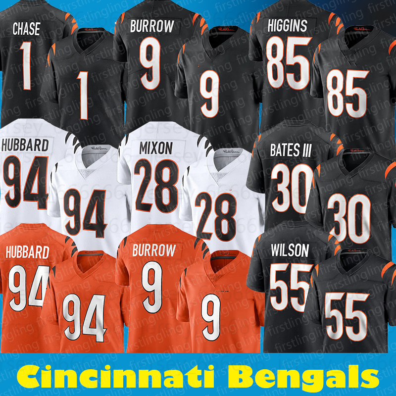 

Cincinnati''Bengals''Football Jersey Joe Burrow Ja'Marr Chase Joe Mixon 55 Logan Wilson Tee Higgins Sam Hubbard Jes, Black;red