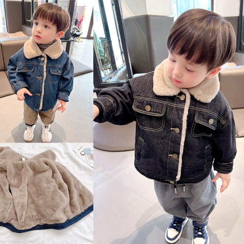 

Jackets Boys Denim Kids Warm Jean Jacket Coat Autumn Winter Thicked Casual Clothes Girls Coats Childrens Wear Outerwear, Blue;gray