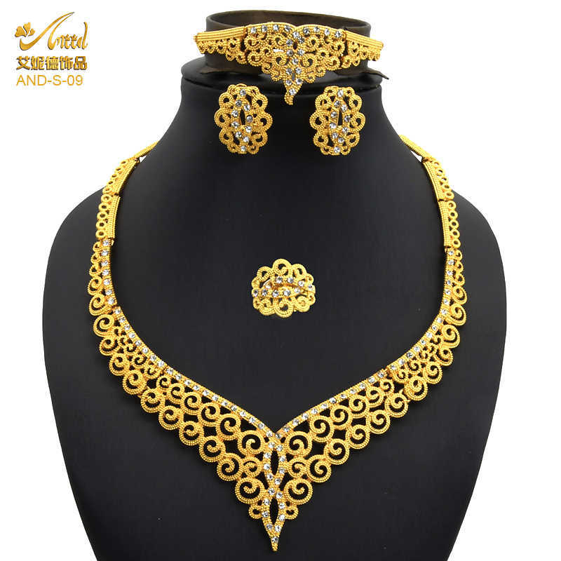 

ANIID Nigerian Jewelry Sets Ring For Women African Wedding Jwellery Luxury Designers Necklace Dubai Gold Earrings Fashion 210720
