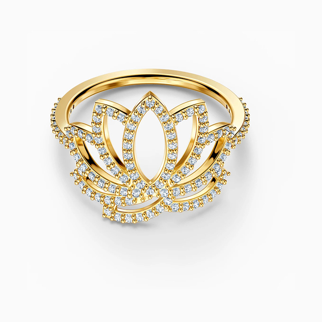 

Fashion jewelry SWA new SYMBOLIC LOTUS ring gold blooming lotus-shaped crystal ultimate luxury female engagement gift