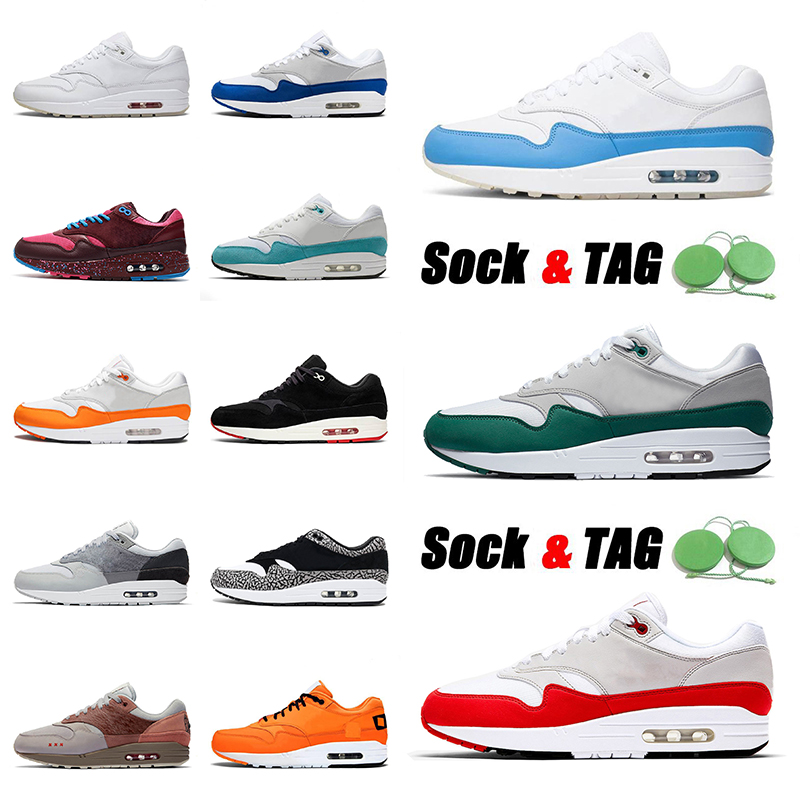 

2021 Fashion Air Max 1 Mens Womens Running Shoes Max 1s University Blue Evergreen Aura OG Anniversary Elephant Script Amsterdam Martian Sunrise Sports Trainers, D4 36-45 script.jpg