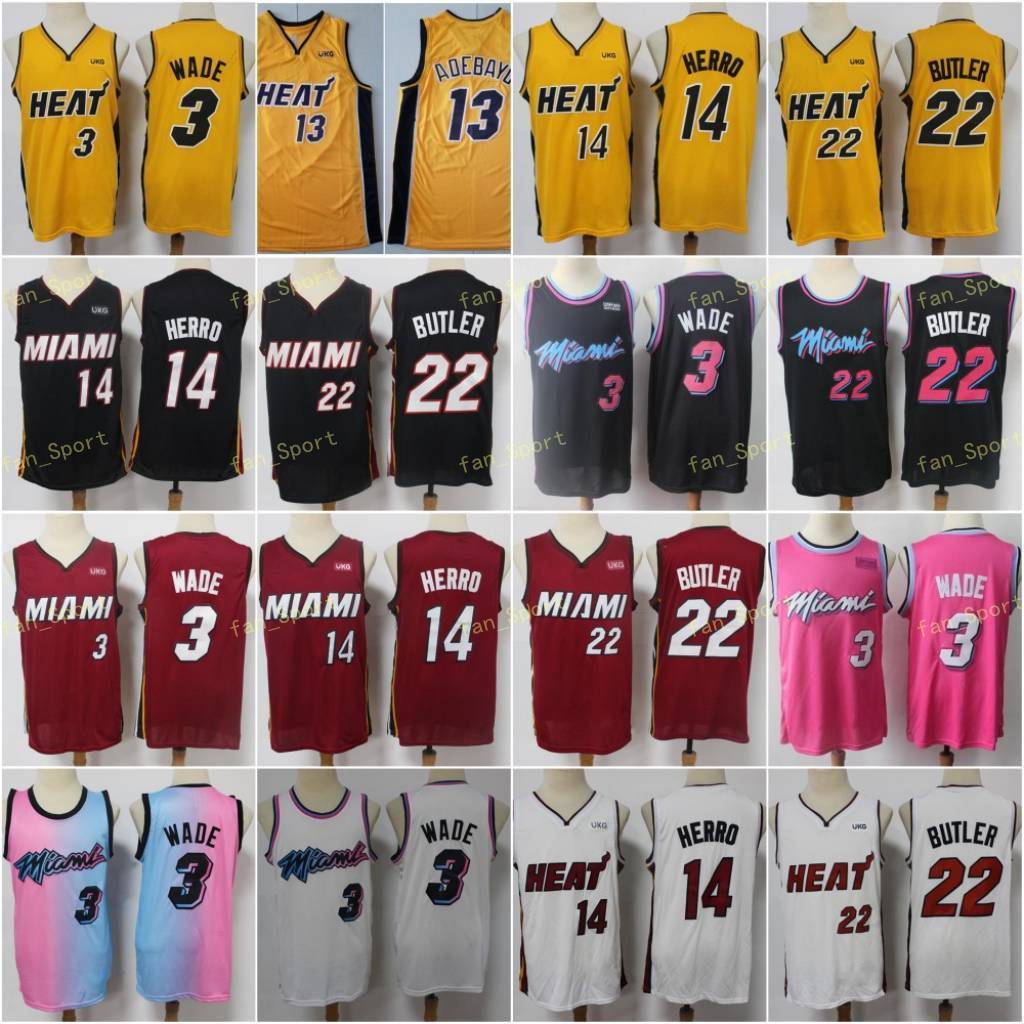 

City Earned Edition Tyler 14 Herro Basketball Jerseys Bam 13 Adebayo Jimmy 22 Butler Dwyane 3 Wade Victor 4 Oladipo Men Stitched Size S-3XL, As