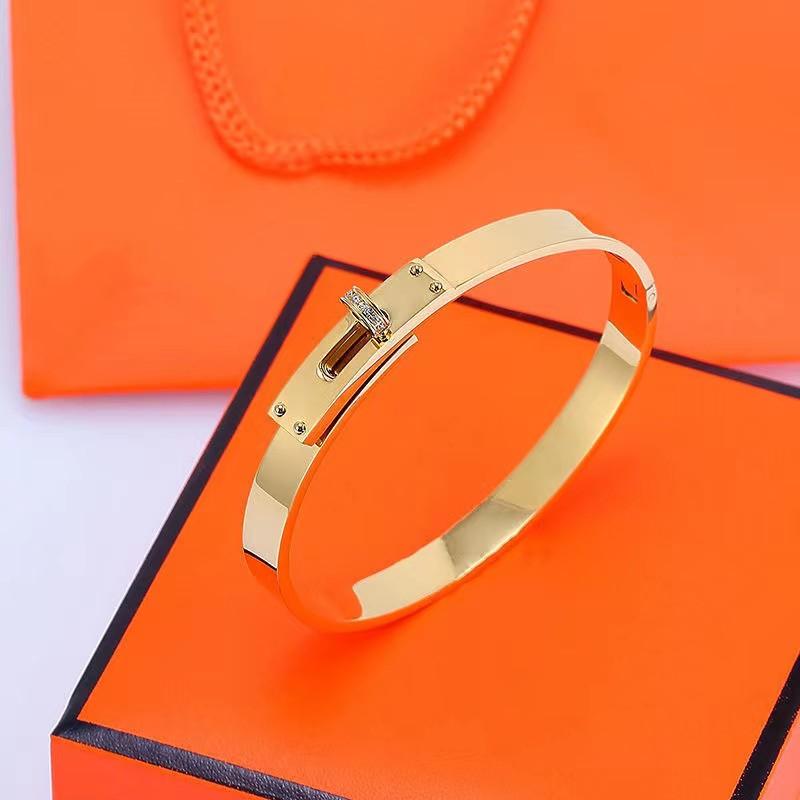 Link, Chain Stainless Steel Charm Bracelets For Women Luxury Jewelry Designer H Bangles Gold Fashion Gifts-image-743785407