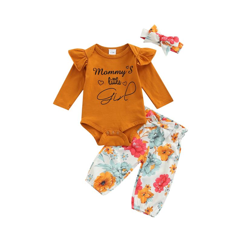 

Clothing Sets Baby Girl\u2021s Tops And Trousers Suit Special Letter Long Sleeve Romper Flower Pants With Headband For Toddler Babies, White