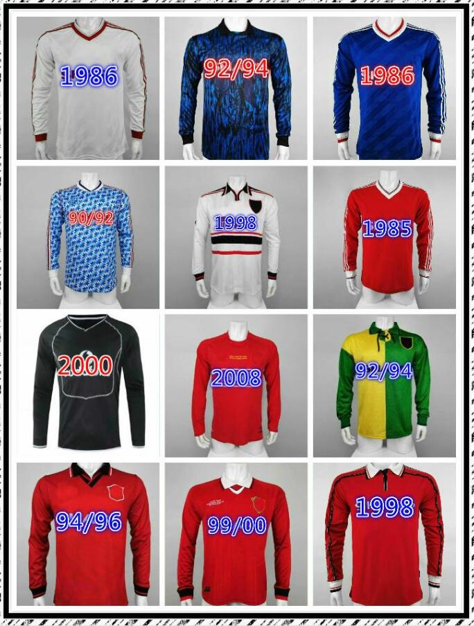 

RETRO Manchester Long Sleeve GIGGS CANTONA Soccer Jerseys 1990 1992 1994 1996 1998 1999 2000 2006 2007 2008 BECKHAM SOLSKJAER KEANE ROONEY SCHOLES Football Shirt, White