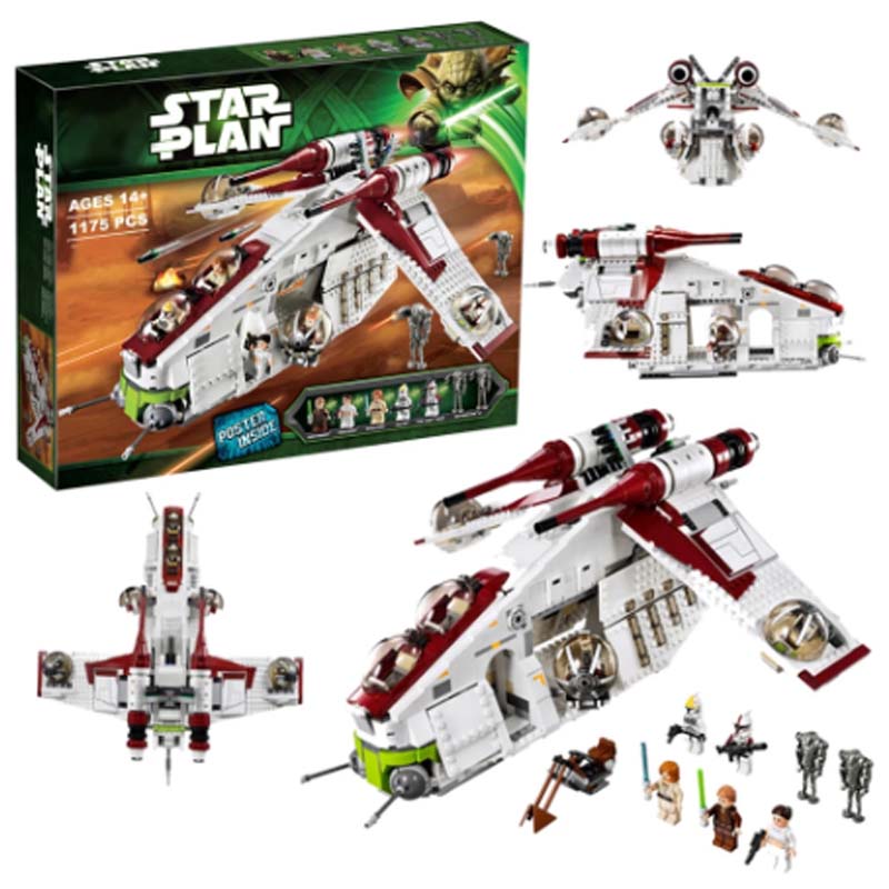

In Stock 1175pcs 05041 Compatible with Star& Republic Gunship & Wars Building Blocks 75021 Bricks Toys for children
