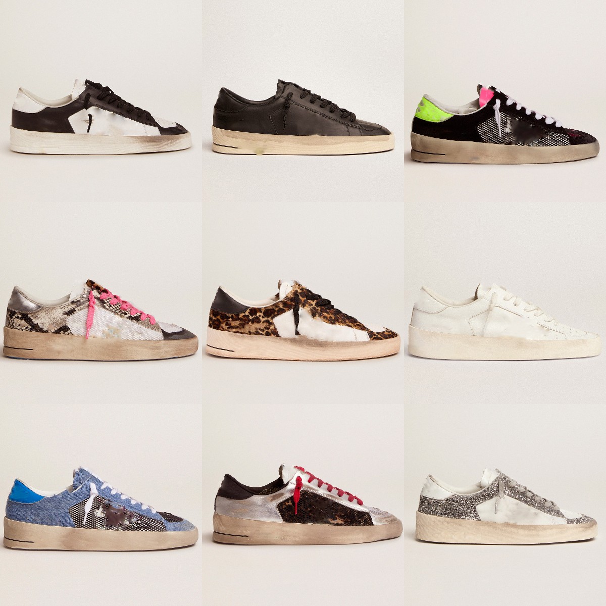 

Italy Brand Women Sneakers Stardan Golden Casual shoes Designer Sequin Classic White Do-old Dirty Men shoe, Black