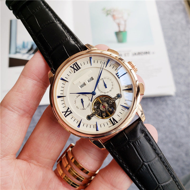 

Fashion Swiss Watch Leather Tourbillon Watch Automatic Men Wristwatch Mens Mechanical Steel Watches Relogio Masculino Clock, Box only
