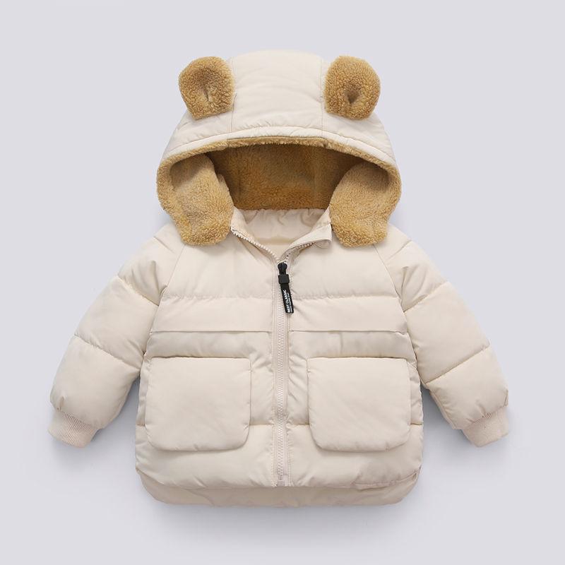 

Down Coat Winter Children Girls Boys Jacket Cotton Coats With Ear Hoodie Clothes Fashion Kid Children's Outerwear 2-6T, Blue;gray