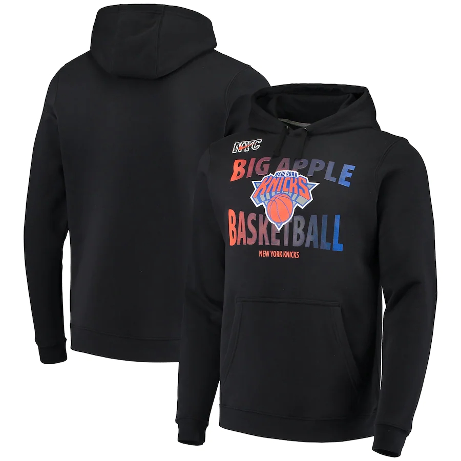 

New YorkKnicksMen's Basketball Hyperfly Black Katakana City Story Club Pullover Hoodie high quality, White;black