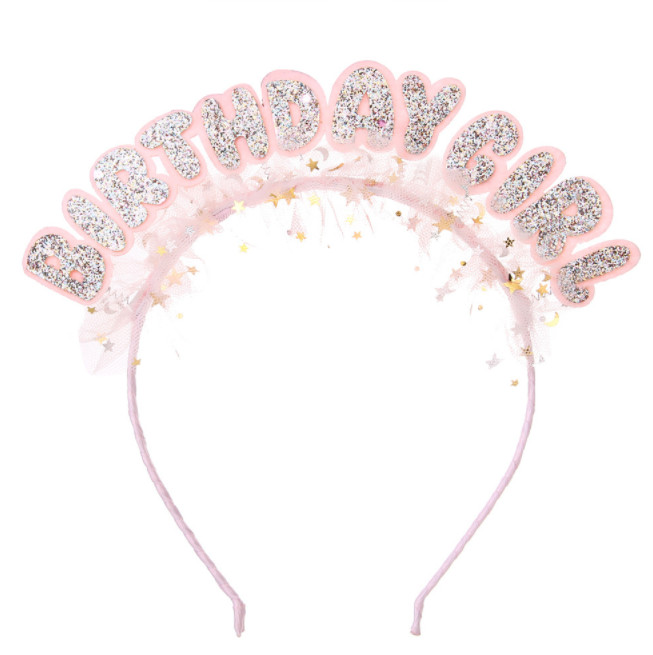 

Sweet girls sequins letter hair sticks INS children bling lace gauze birthday hairbands 2022 kids princess accessories A8431, Mixed color