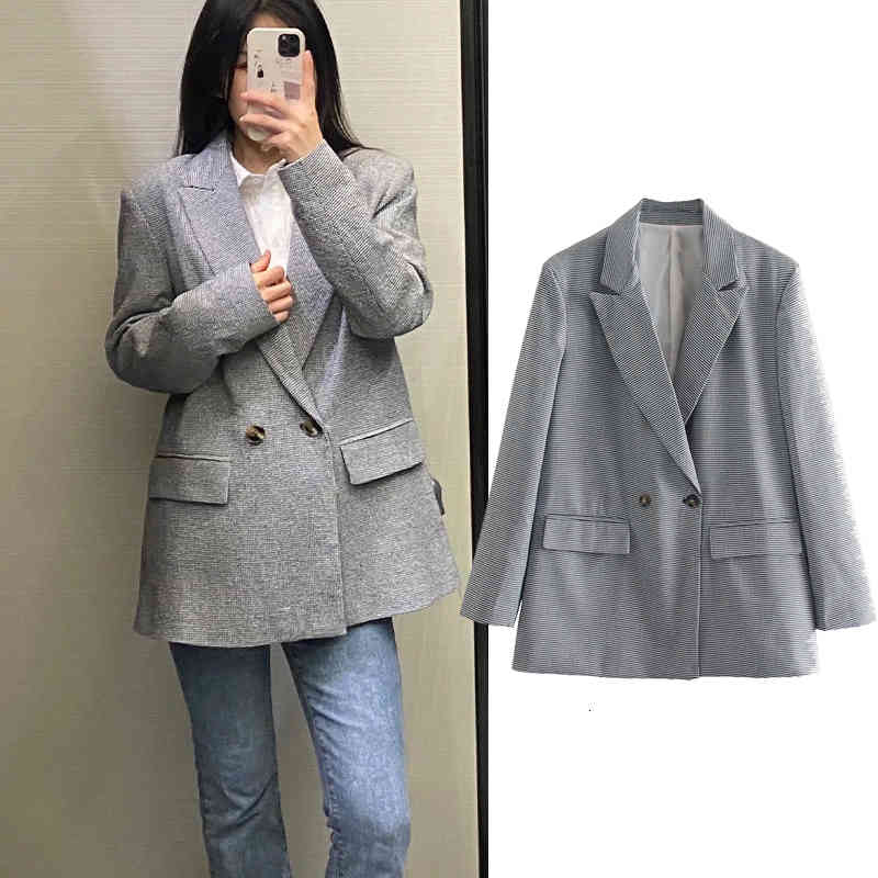 

Women's Down & Parkas 2021 Women Autumn winter Houndstooth print Loose jacket Coat Turn-down Collar Long Lady Streetwear Outwear A, Black
