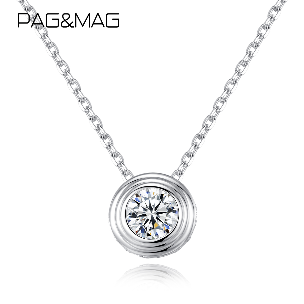 

PAG&MAG Natural Malachite Round Pendant Neckalce 925 Sterling Silver Zircon Choker Necklace Fine Jewelry Collares Mujer SN0079