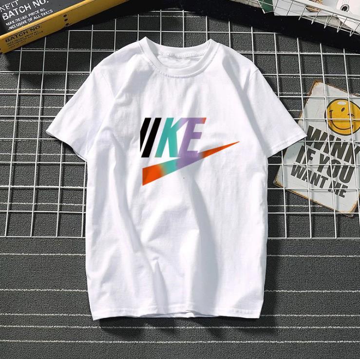 

rendy brand summer tee short-sleeved t-shirt polo round neck European and American men's loose youth shirt trend tops clothing, White;black