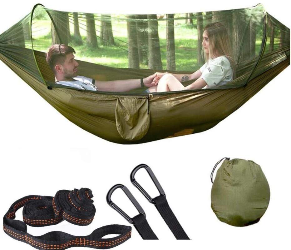 Camp Furniture Camping Hammock With Mosquito Net -Up Light Portable Outdoor Parachute Hammocks Swing Sleeping Stuff-image-700317749