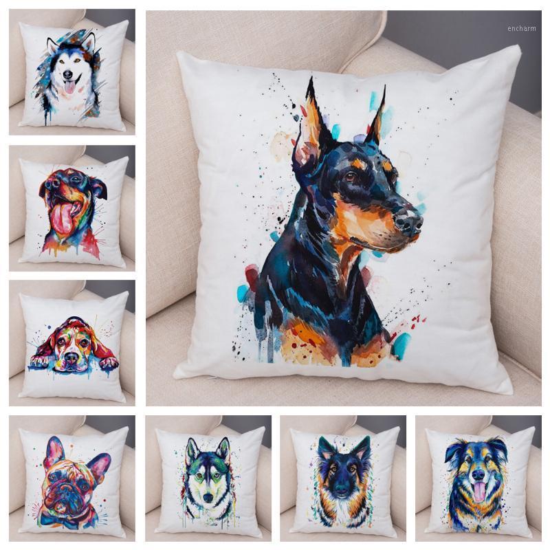 

Cushion/Decorative Pillow 50 Style Cute Watercolor Ink Pet Dog Case Decor Animal Pillowcase Soft Plush Cushion Cover For Car Sofa Home 45x45, 10