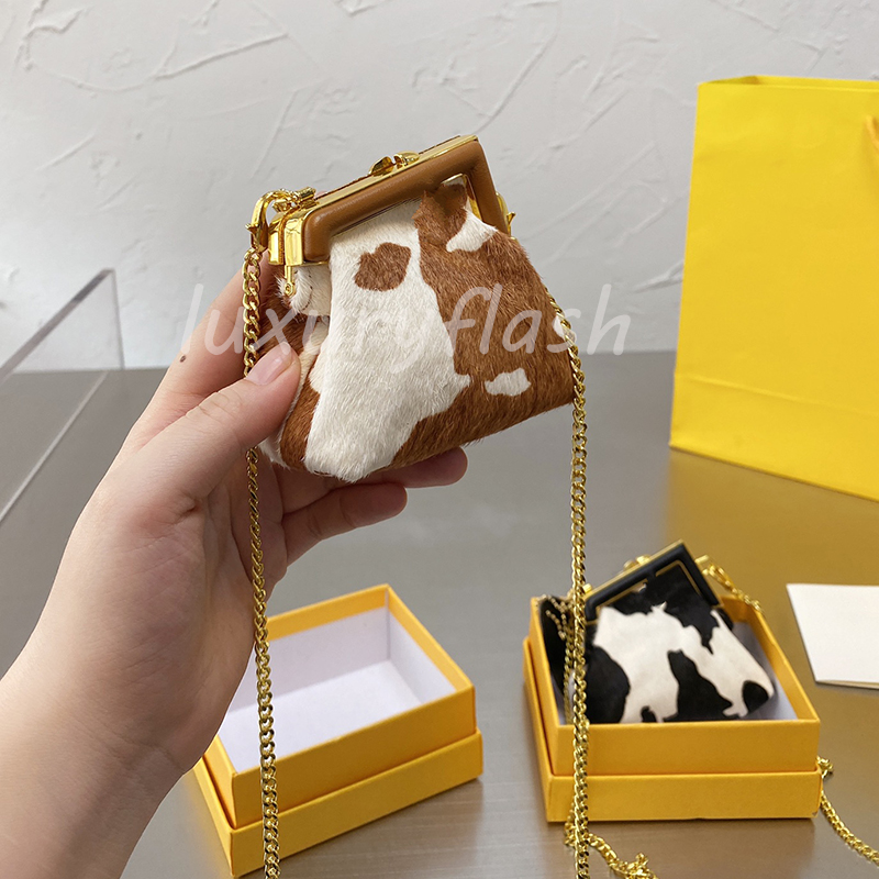 

Nano First Crossbody Coin Bags Latest Super Mini Small Poison Clip Bag Horsehair Texture Clutch Child Cute Purses Autumn Arrival, With box