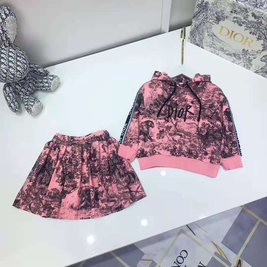 

girl dress pink flower party fashion outfits 2 pieces kid clothe set wholesale hoodie+skirt kids designer outfits 110-160 cm, Customize