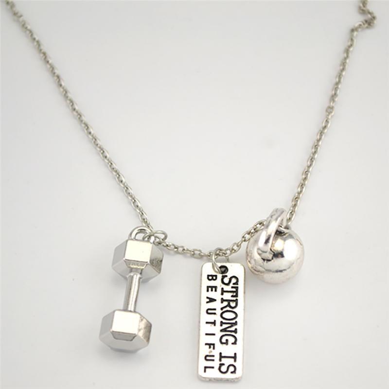 Pendant Necklaces ARRIVED Sporty Necklace Fitness Barbell Gym Feeling Unisex Personality Zinc Alloy Drop-image-706609968