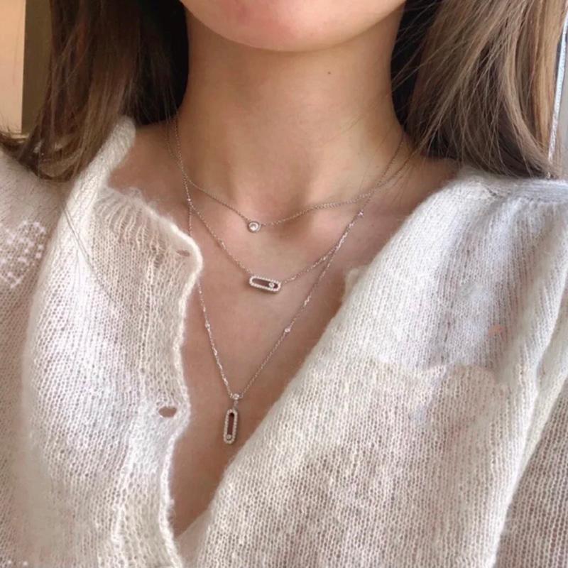 Chains Messika Classic 925 Sterling Silver Double Layer Ladies Necklace European And American Fashion Holiday Gift Goddess