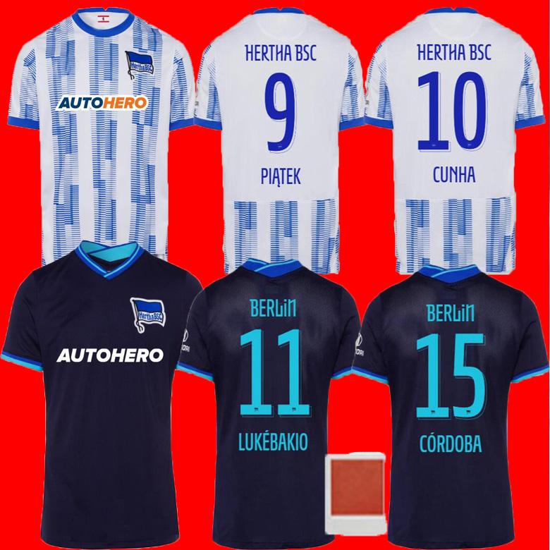 

21/22 Hertha Berlin soccer jerseys home PIATEK away black 2021 2022 TOUSART BOYATA CÓRDOBA Lukebakio SERDAR fOOTBALL SHIRTS, White