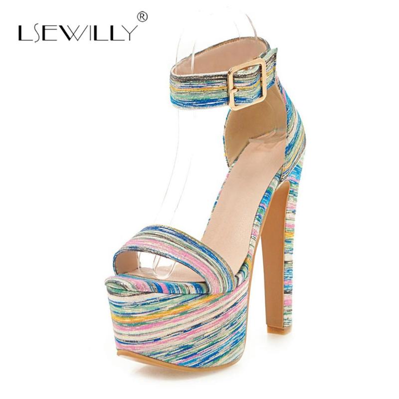 

Lsewilly Women Est Classic 16cm High Heels Platform Top Quality Sandals Female Gladiator Summer Party Dress Shoes Lady S445, Black