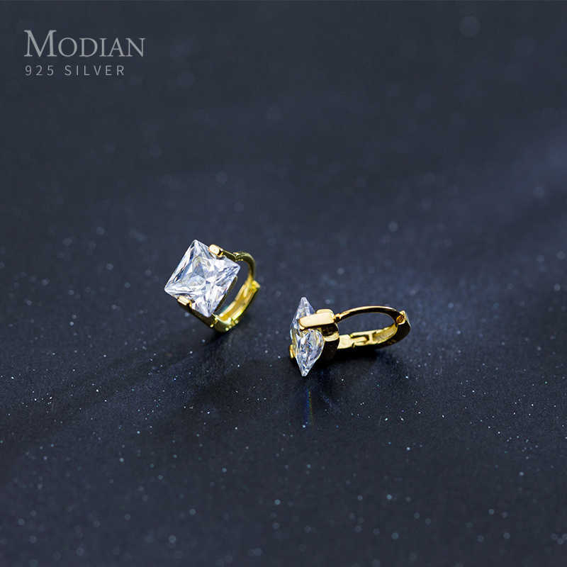 

Tiny Square CZ Gold Color Hoop Earrings for Women 925 Sterling Silver Small Ear Hoops Female Fashion Jewelry Bijoux 210707
